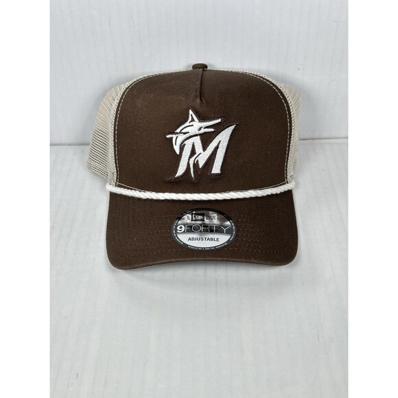 New Era Miami Marlins MLB 9FORTY A-Frame Trucker Adjustable Rope Hat Cap NWT - Picture 1 of 5